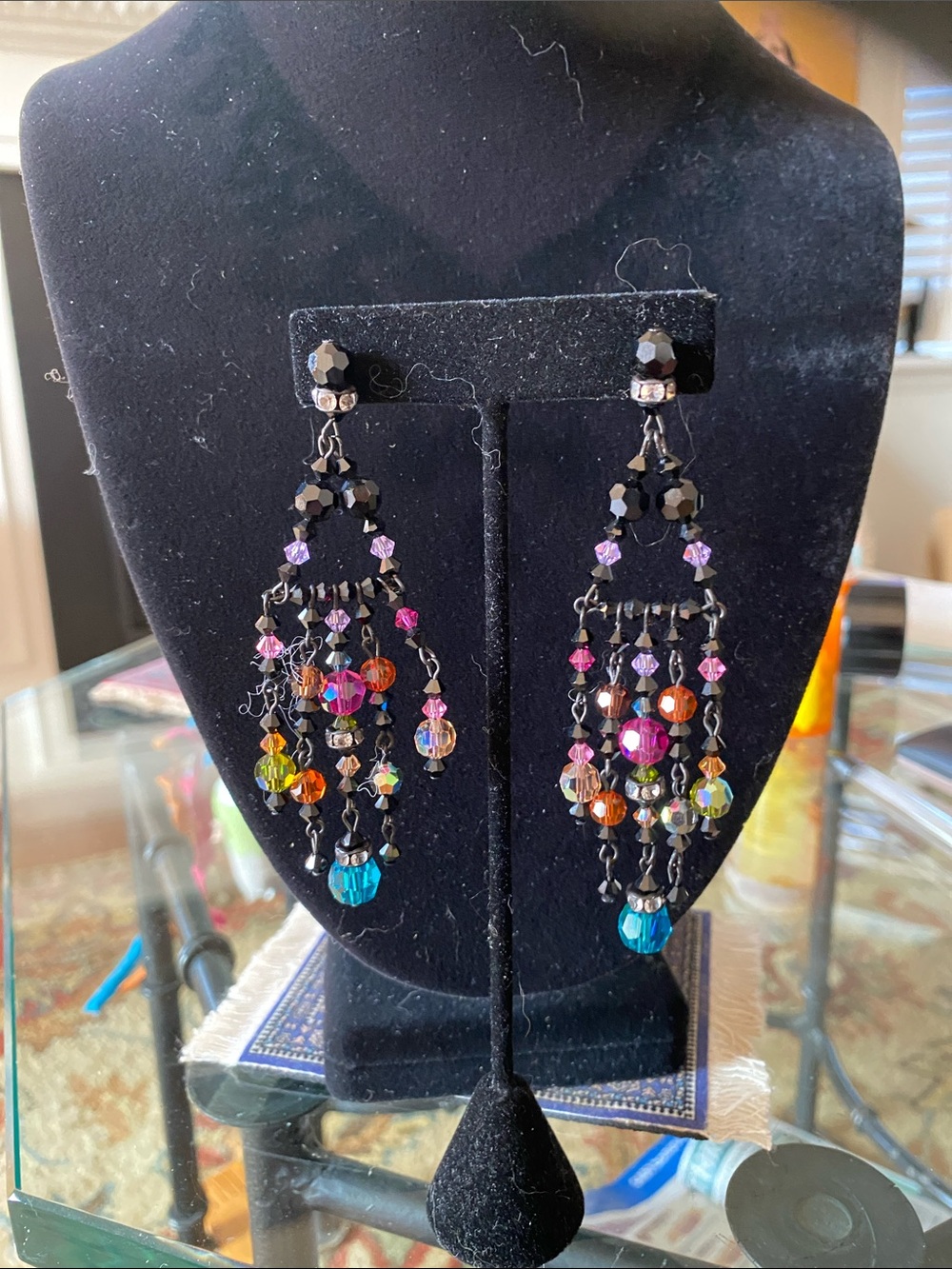 Multicolor Beaded Chandelier Earrings - Women Jewelry